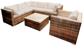 BRAST Gartenmöbel Lounge Sofa Couch Set Harmony Braun Poly-Rattan für 5 Personen