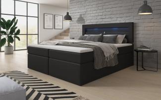 Boxspringbett Reposito mit LED, USB und Stauraum 180x200 Schwarz H2