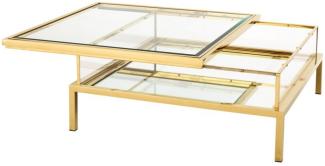 Casa Padrino Luxus Art Deco Designer Couchtisch Edelstahl vergoldet mit Spiegelglas - Luxus Kollektion