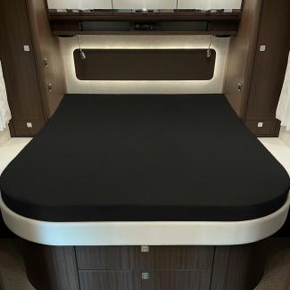 BettwarenShop Multi-Stretch Spannbettlaken für Queensbett | ca. 160x200x19 cm | schwarz