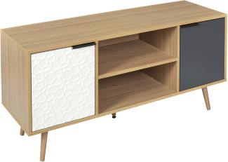 Home Deco Factory HD7145 TV-Möbel, Aufbewahrung, mit Fach, skandinavisch, Grau, Holz – Weiß – Anthrazit, 120x56x39 cm