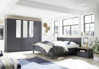 Schlafzimmer-Set inkl. Kleiderschrank Bett 2 Nachtkommoden ELASTIR Graphit Grau / Artisan Eiche Nb.