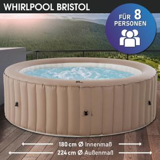 BRAST Whirlpool aufblasbar MSpa Bristol für 8 Personen Ø224x70cm In- Outdoor Pool Ganzjähriger Einsatz bis zu 144 Massagedüsen Stromsparend inkl. Energiespar-Timer