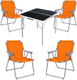 5-teiliges Campingmöbel Set Alu L80xB80xH70cm Orange