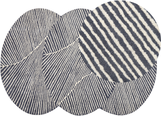 Teppich Wolle weiß graphitgrau 140 x 200 cm Streifenmuster Kurzflor ZABOL