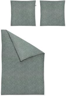 Irisette Flausch-Cotton Bettwäsche Set Mink 8835 grün 200 x 200 cm + 2 x Kissenbezug 80 x 80 cm