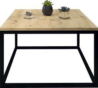 Domando Couchtisch Monterosso Industrial für Wohnzimmer Breite 60cm, pulverbeschichtetes Metallgestell in Schwarz und Artisan Eiche