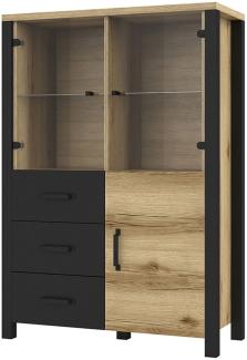 Vitrine Olin Standvitrine 101cm eichefarben Grand natur / schwarz supermatt