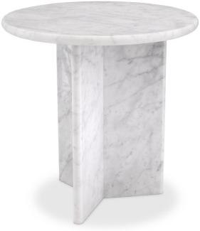 Casa Padrino Luxus Beistelltisch Weiß Ø 45 x H. 45 cm - Runder Beistelltisch aus hochwertigem Carrara Marmor - Luxus Marmor Möbel