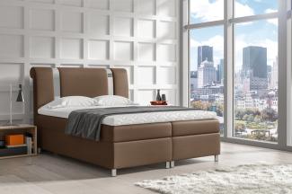 Stylefy 'Asuncion' Boxspringbett Kunstleder Madryt Hellbraun 200 x 200 cm