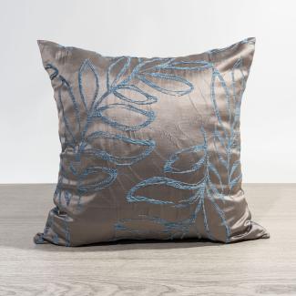 Kissen von Lysel - blau Blätterzweige Cabilao 38x38, reines Polyester Dekokissen