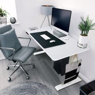 HOME DELUXE Höhenverstellbarer Schreibtisch elektrisch LUMINA mit PC-Halterung - 160 x 80 cm Weiß mit weißem Gestell