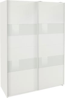Schwebetürenschrank Altona Kleiderschrank 135x65x198cm weiß Weißglas 2-türig