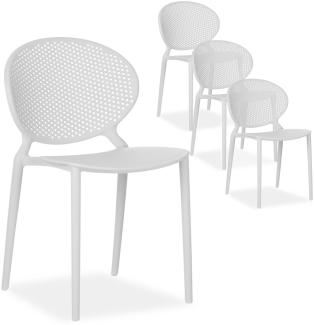 Modernes Gartenstuhl 4er Set Grau Stühle Küchenstühle Kunststoff Stapelstühle Balkonstuhl Outdoor-Stuhl
