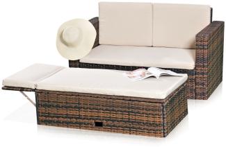Lounge Gartenmöbel Sofa Bank Tisch klappbar Rattan Gartenset Sitzmöbel braun