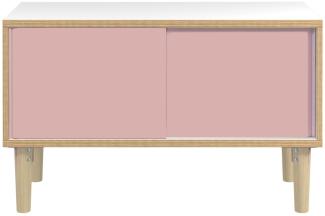 Poise Sideboard, Plywood, Schiebetüren in pastellpink, 4 Füße aus Eiche, H 621 x B 1000 x 450 mm