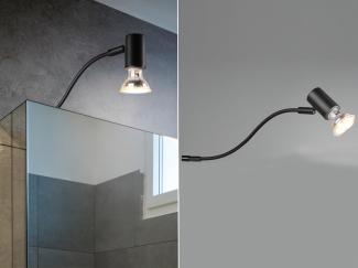 LED Badezimmerlampe in Schwarz für Spiegelschrank mit schwenkbarem Spot