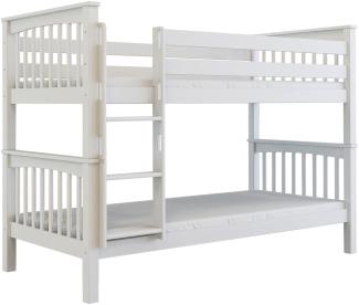Polini-Kids 'David' Etagenbett mit 2 Bettkästen, massives Buchenholz weiß, 90 x 200 cm