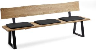 Sitzbank mit Rückenlehne Dido 180 x 54 x 87 Küchenbank Holz massiv Wildeiche/Schwarz 12110-180