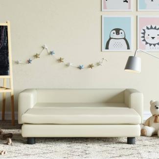 vidaXL Kindersofa mit Hocker Creme 100x50x30 cm Kunstleder