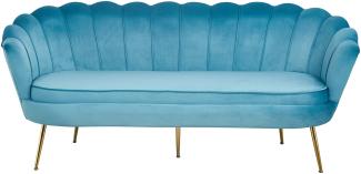 Muschelsofa 3-Sitzer Samt Blau Couch Sofa Lounge Couchgarnitur Polstersofa