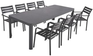 Tischgruppe AMIRA Set 03 9-tlg Garten Sitzgruppe Outdoor Grau Metall Möbel