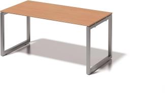 Cito Schreibtisch, 740 mm höhenfixes O-Gestell, H 19 x B 1600 x T 800 mm, Dekor buche, Gestell silber