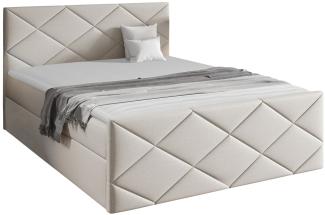 Mirjan24 Boxspringbett Alpiry, Beige 140 x 200 cm Webstoff