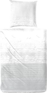 Hahn Perkal Bettwäsche 135x200 Streifen Möven weiß silber 133031-08