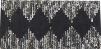 Teppich Baumwolle 80 x 150 cm schwarz / weiß geometrisches Muster Kurzflor BATHINDA