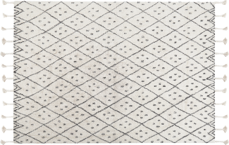 Teppich Baumwolle weiß schwarz 140 x 200 cm cm Kurzflor AGADIR
