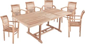 7tlg. Teak Tischgruppe Gartenmöbel Gartentisch Garten Armsessel Sessel Tisch