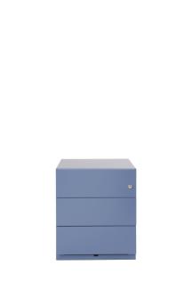 Rollcontainer Note™ mit Griffleiste, 3 Universalschubladen, Farbe blau