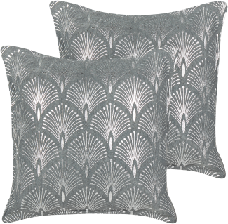 Baumwollkissen mit geometrischem Muster in Grau 45 x 45 cm 2er Set HOYA