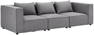 Juskys modulares Sofa Domas M - Couch für Wohnzimmer - 3 Sitzer mit Armlehnen & Kissen - 130 kg belastbar pro Sitz - Möbel Garnitur Stoff Dunkelgrau
