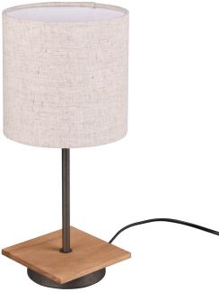LED Tischleuchte, Textil, Holz, weiß, nickel-antik, H 40 cm
