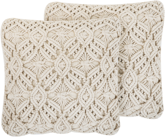 Dekokissen Strickmuster Baumwolle hellbeige 45 x 45 cm 2er Set ESENKOY