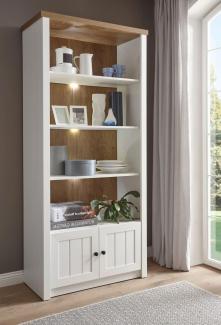 Landhaus Wohnzimmer Standregal Bücherregal Regal 90cm pinie weiß eichefarben hell