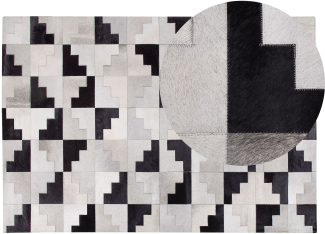 Teppich Kuhfell schwarz-grau 140 x 200 cm Patchwork Kurzflor EFIRLI