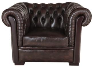 Einsitzer-Sofa Chesterfield Tiffy aus echtem Rindsleder Braun