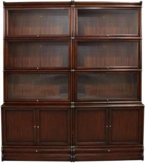 Casa Padrino Luxus Mahagoni Bücherschrank mit 10 Türen und 2 Schubladen Dunkelbraun 172 x 47 x H. 234 cm - Luxus Büromöbel