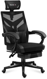 huzaro Combat 5. 0 Gaming Stuhl Chefsessel Bürostuhl Schreibtischstuhl belüfteter Stoff Nackenkissen Lendenkissen Fußstütze verstärkte Konstruktion bis 140 kg, Schwarz