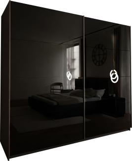 Domando Kleiderschrank Sila Modern für Schlafzimmer Breite 194cm, Schwebetüren, Hochglanz in Schwarz Matt und Schwarz Hochglanz