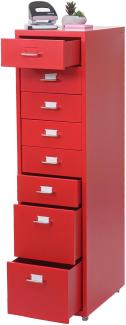 Rollcontainer Boston T851, Schubladenschrank Stahlschrank, 110x28x41cm 8 Schubladen ~ rot