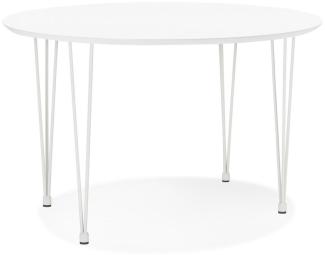 Runder ausziehbarer Tisch, Weiß, 120-220 cm, Anpassbar, für bis zu 8 Personen - "PERIXA" Kollektion