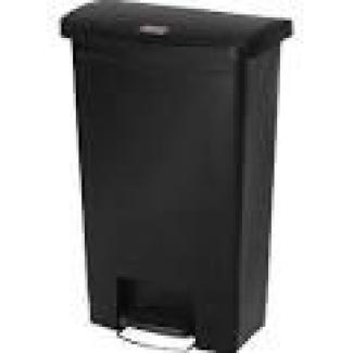Rubbermaid Commercial Products Slim Jim 1883615 90 Litre Front Step Step-On Resin Wastebasket - Black