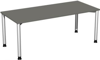 Schreibtisch '4 Fuß Flex' höhenverstellbar, 180x80cm, Graphit / Silber