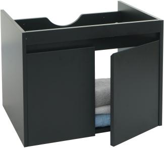 Waschbeckenunterschrank HWC-L86, Badezimmer Waschtisch Unterschrank, MVG Melamin 2 Türen 48x59x46cm ~ schwarz