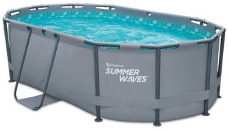 Summer Waves Active Frame Pool | Aufstellpool oval | Inkl. Zubehör | Anthrazit | 300x200x84 cm