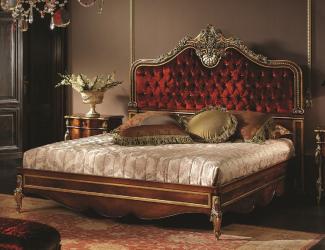 Casa Padrino Luxus Barock Doppelbett Bordeauxrot / Braun / Gold / Silber - Prunkvolles Massivholz Bett mit Swarovski Kristallglas - Barock Schlafzimmer Möbel - Luxus Qualität - Made in Italy